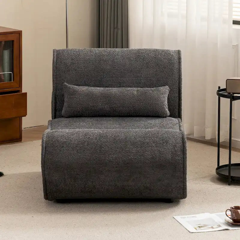 Fauteuil inclinable de salon en velours avec coussin lombaire
