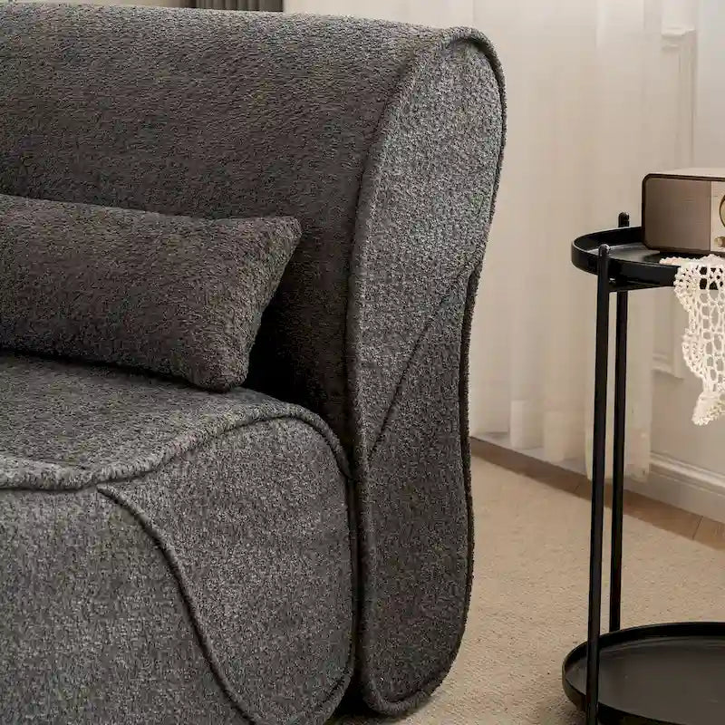 Fauteuil inclinable de salon en velours avec coussin lombaire