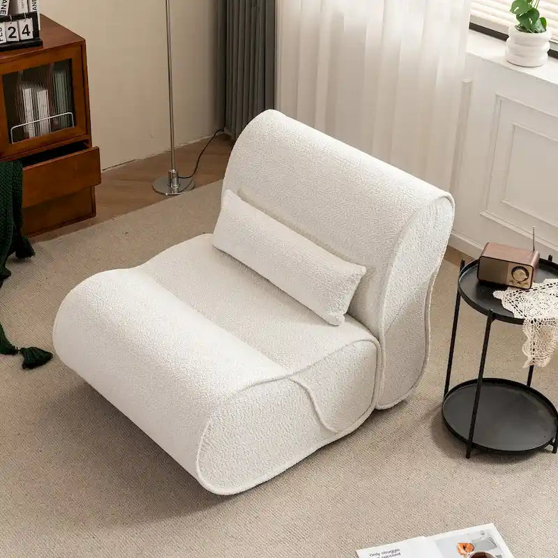 Fauteuil inclinable de salon en velours avec coussin lombaire