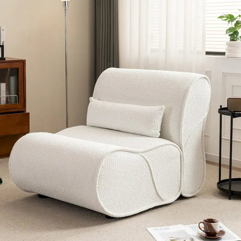 Fauteuil inclinable de salon en velours avec coussin lombaire