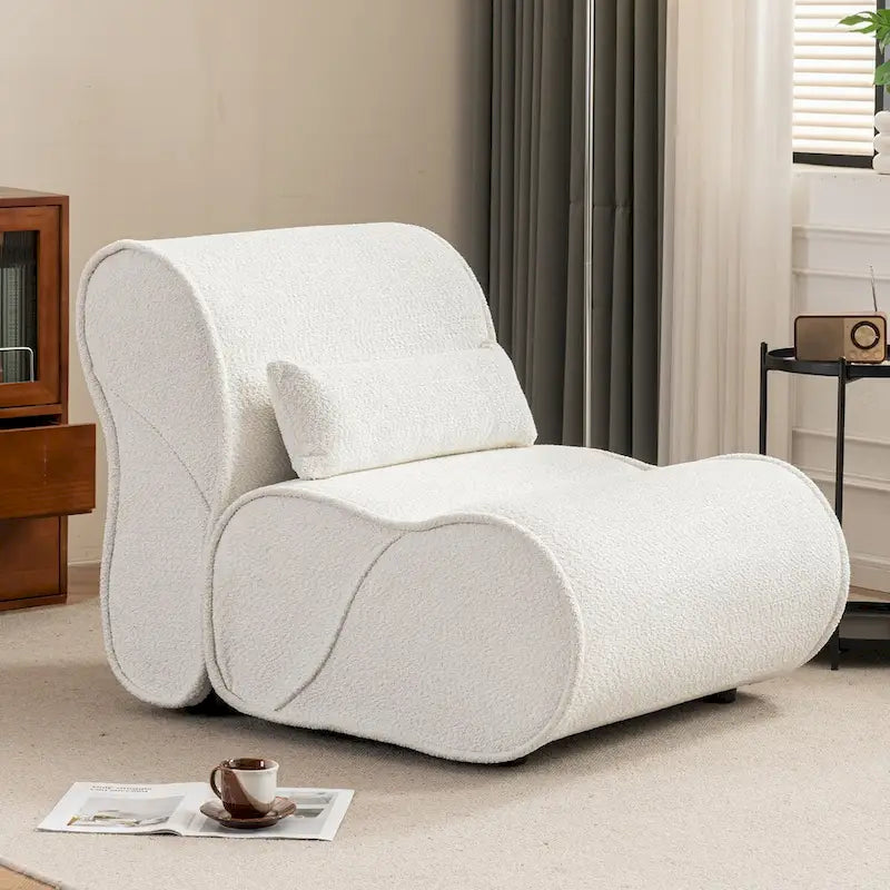 Fauteuil inclinable de salon en velours avec coussin lombaire