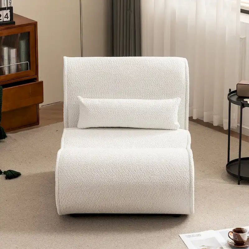 Fauteuil inclinable de salon en velours avec coussin lombaire