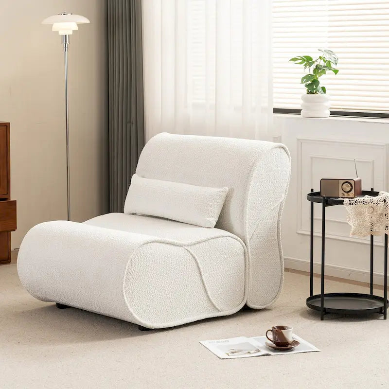 Fauteuil inclinable de salon en velours avec coussin lombaire
