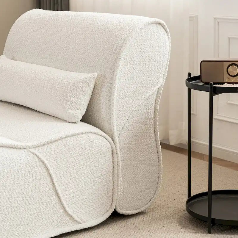 Fauteuil inclinable de salon en velours avec coussin lombaire
