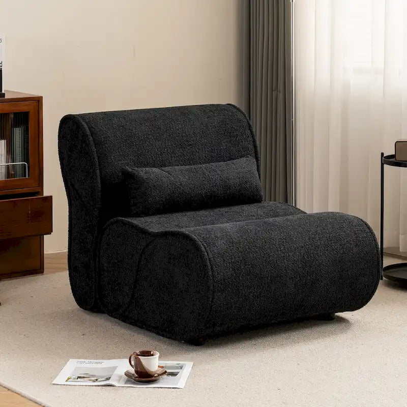 Fauteuil inclinable de salon en velours avec coussin lombaire