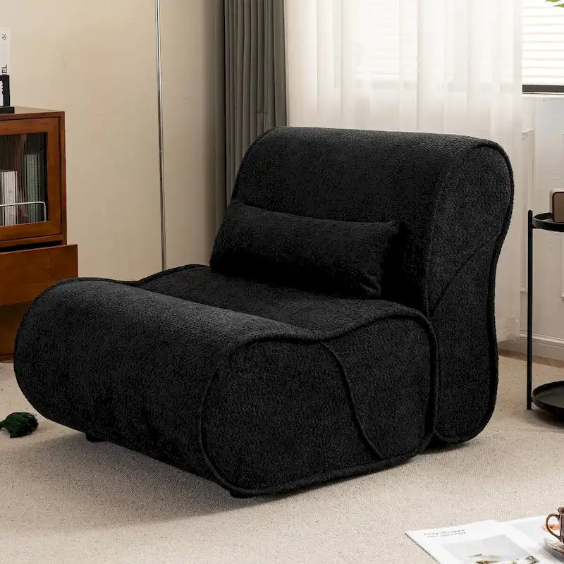 Fauteuil inclinable de salon en velours avec coussin lombaire