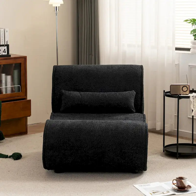 Fauteuil inclinable de salon en velours avec coussin lombaire