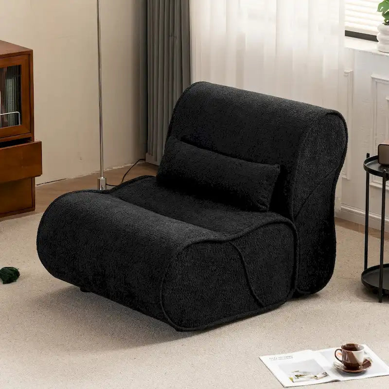 Fauteuil inclinable de salon en velours avec coussin lombaire