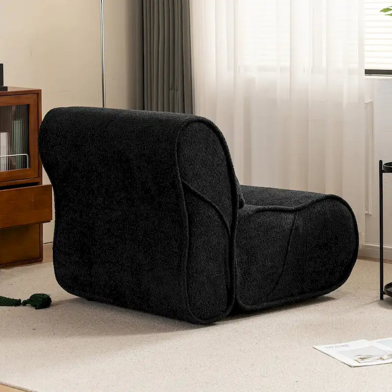Fauteuil inclinable de salon en velours avec coussin lombaire
