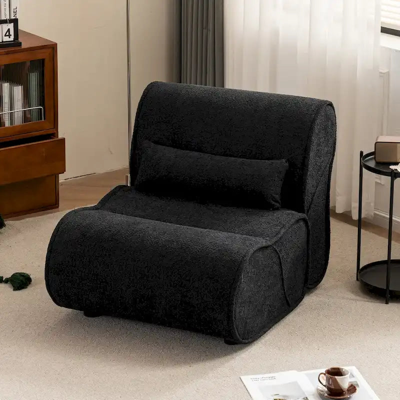 Fauteuil inclinable de salon en velours avec coussin lombaire