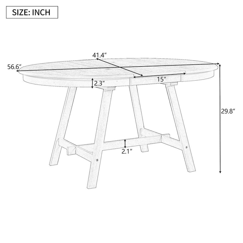 Table à manger ronde extensible rétro en bois pour salle à manger