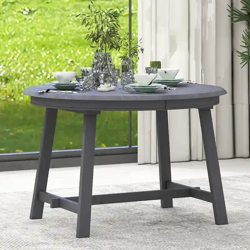 Table à manger ronde extensible rétro en bois pour salle à manger