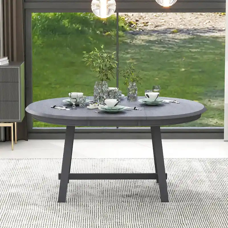 Table à manger ronde extensible rétro en bois pour salle à manger