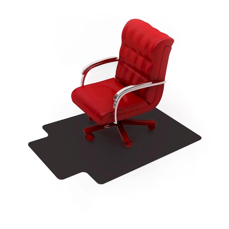 Tapis de chaise à lèvre en vinyle noir pour sol dur 45 x 53 pouces