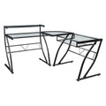 Bureau en L en verre pour la maison, le gaming et le montage.