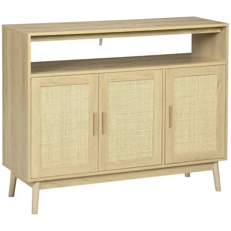Buffet de style bohème avec portes en rotin Bois naturel