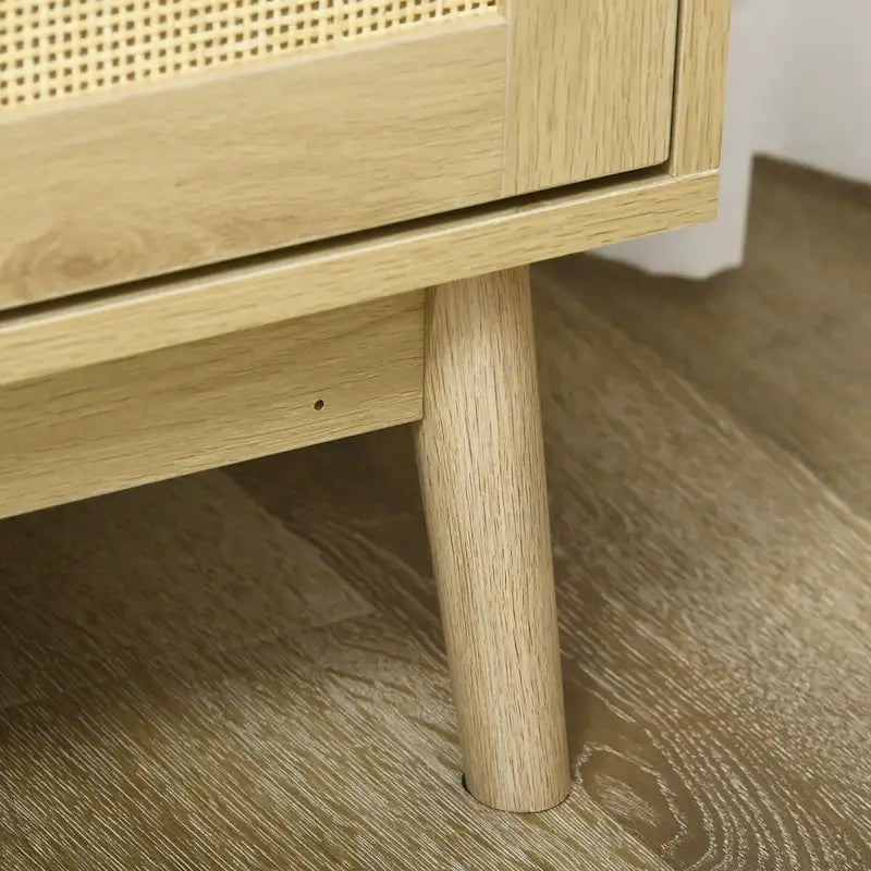 Buffet de style bohème avec portes en rotin Bois naturel