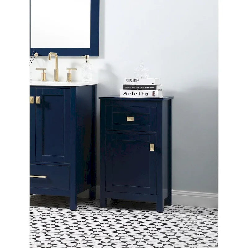 Meuble de rangement de salle de bain autoportant de 18 pouces avec tiroir et porte à fermeture douce