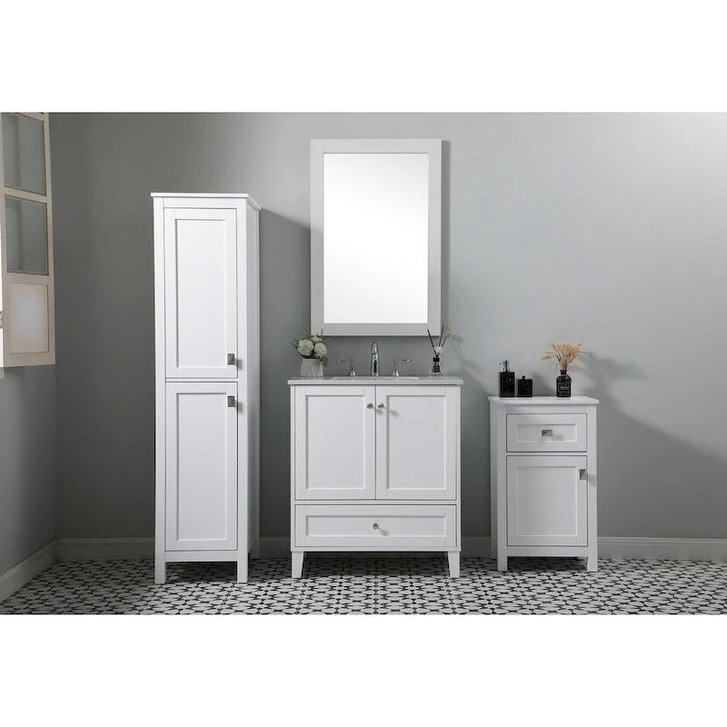 Meuble de rangement de salle de bain autoportant de 18 pouces avec tiroir et porte à fermeture douce