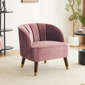Fauteuil d'appoint tonneau en velours avec pieds en bois massif