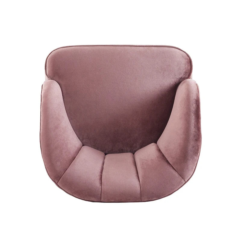 Fauteuil d'appoint tonneau en velours avec pieds en bois massif
